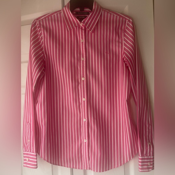 Ralph Lauren Tops - Ralph Lauren Pink and White Striped Button Down Shirt